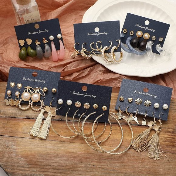 New 36 Gold Hoop Earrings Set for Women Multipack, Boho Fashion Statemen… - Picture 7 of 7